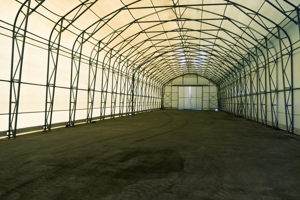 Empty tent warehouse